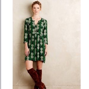 Anthropologie Maeve Devery Tunic Shirt Dress Birds Trees